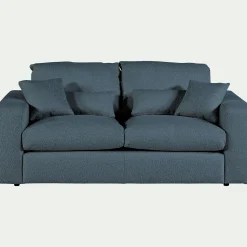 Canapé 3 places fixe en tissu bouclette - bleu