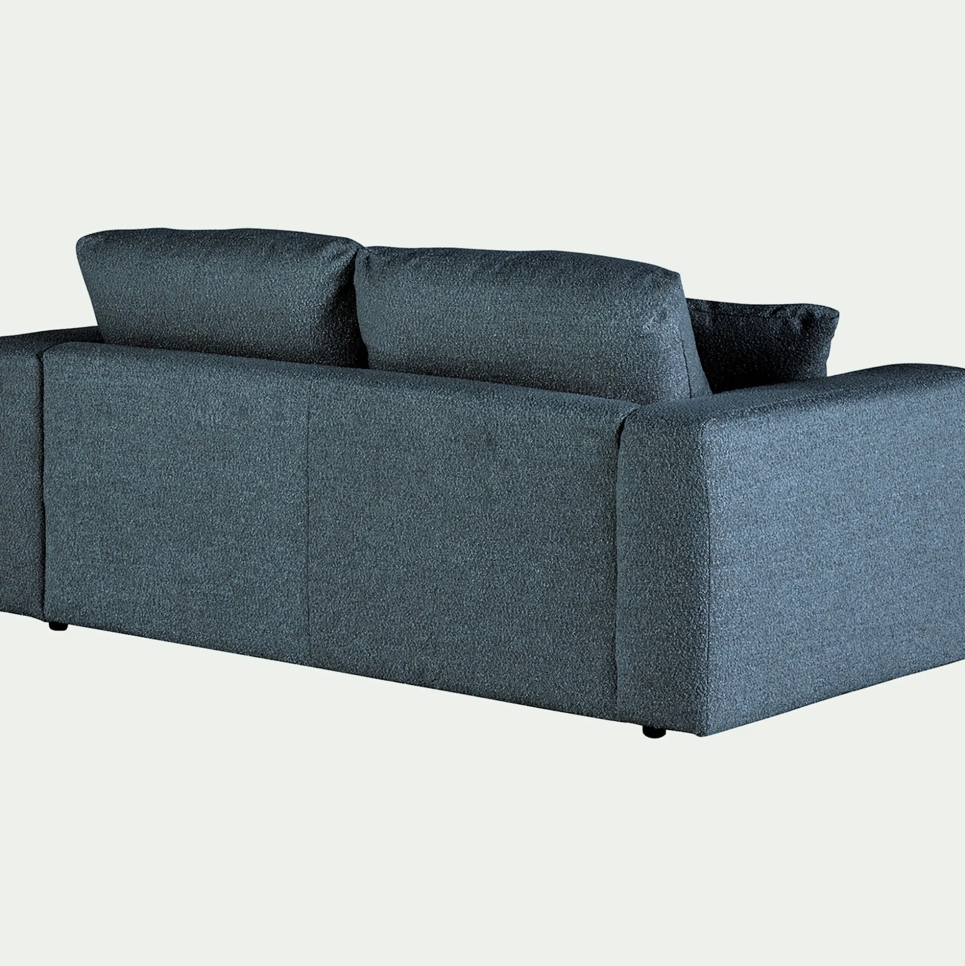 Canapé 3 places fixe en tissu bouclette - bleu