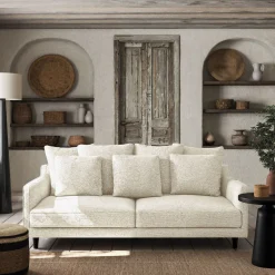 Canapé 4 places fixe en tissu genesis - blanc ventoux