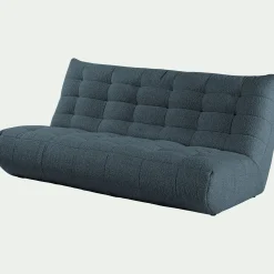 Canapé 4 places fixe en tissu bouclette - bleu