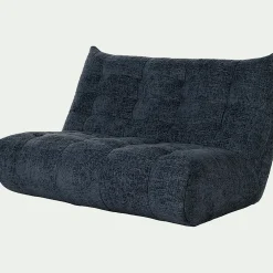 Canapé 3 places fixe en tissu chenille - bleu marine