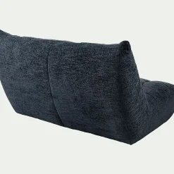 Canapé 3 places fixe en tissu chenille - bleu marine