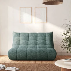 Canapé 3 places fixe en tissu chenille - bleu calaluna