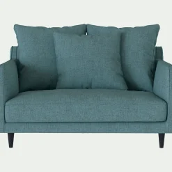Canapé 1,5 places fixe en tissu - bleu niolon