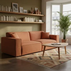 Canapé 4 places fixe en tissu genesis - brun rustrel