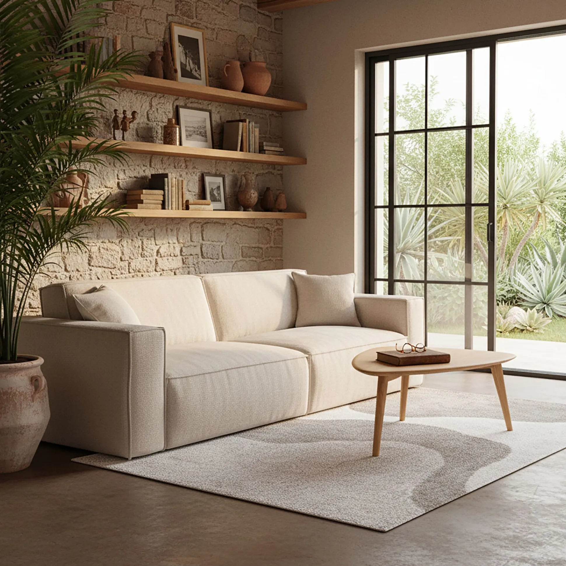 Canapé 4 places fixe en tissu Genesis - beige