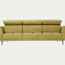Canapé 4 places fixe en tissu memphis avec fonction avance-recul - jaune argan