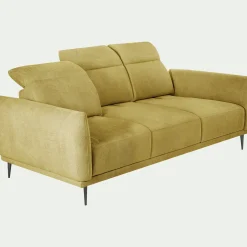 Canapé 4 places fixe en tissu memphis avec fonction avance-recul - jaune argan