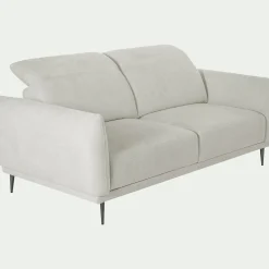 Canapé 3 places fixe en tissu memphis avec fonction avance-recul - beige roucas