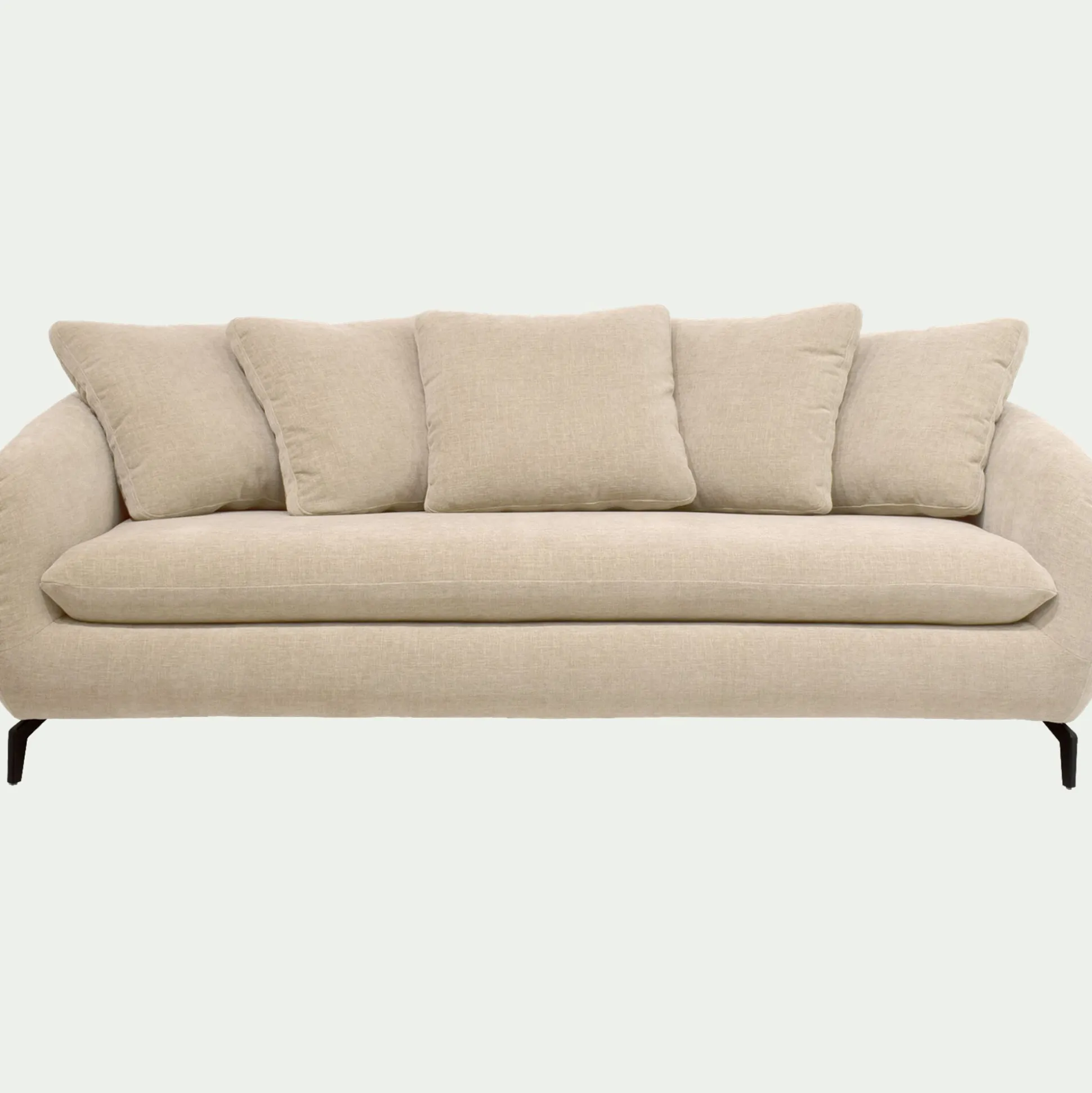 Canapé 4 places fixe en tissu tramé - blanc écru