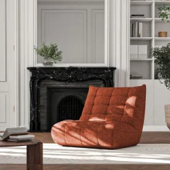 Canapé 2 places fixe en tissu chenille - brun rustrel