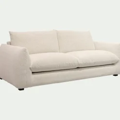 Canapé 3 places fixe en tissu Raven - blanc écru