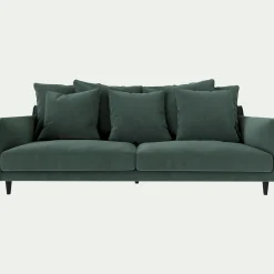Canapé 4 places fixe en tissu velvet - vert sauge