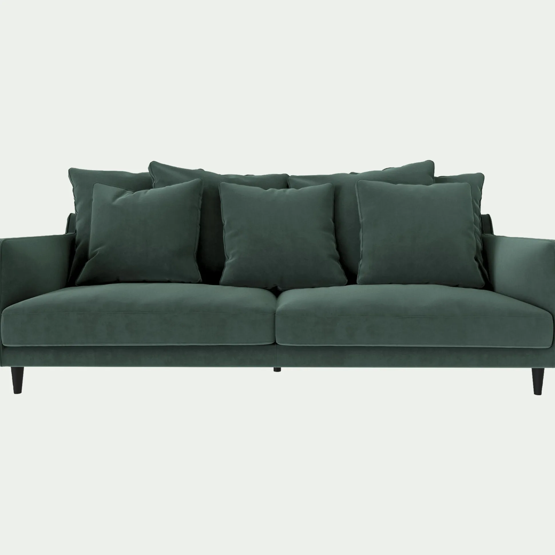 Canapé 4 places fixe en tissu velvet - vert sauge