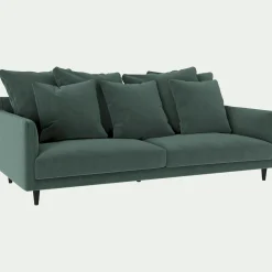 Canapé 4 places fixe en tissu velvet - vert sauge