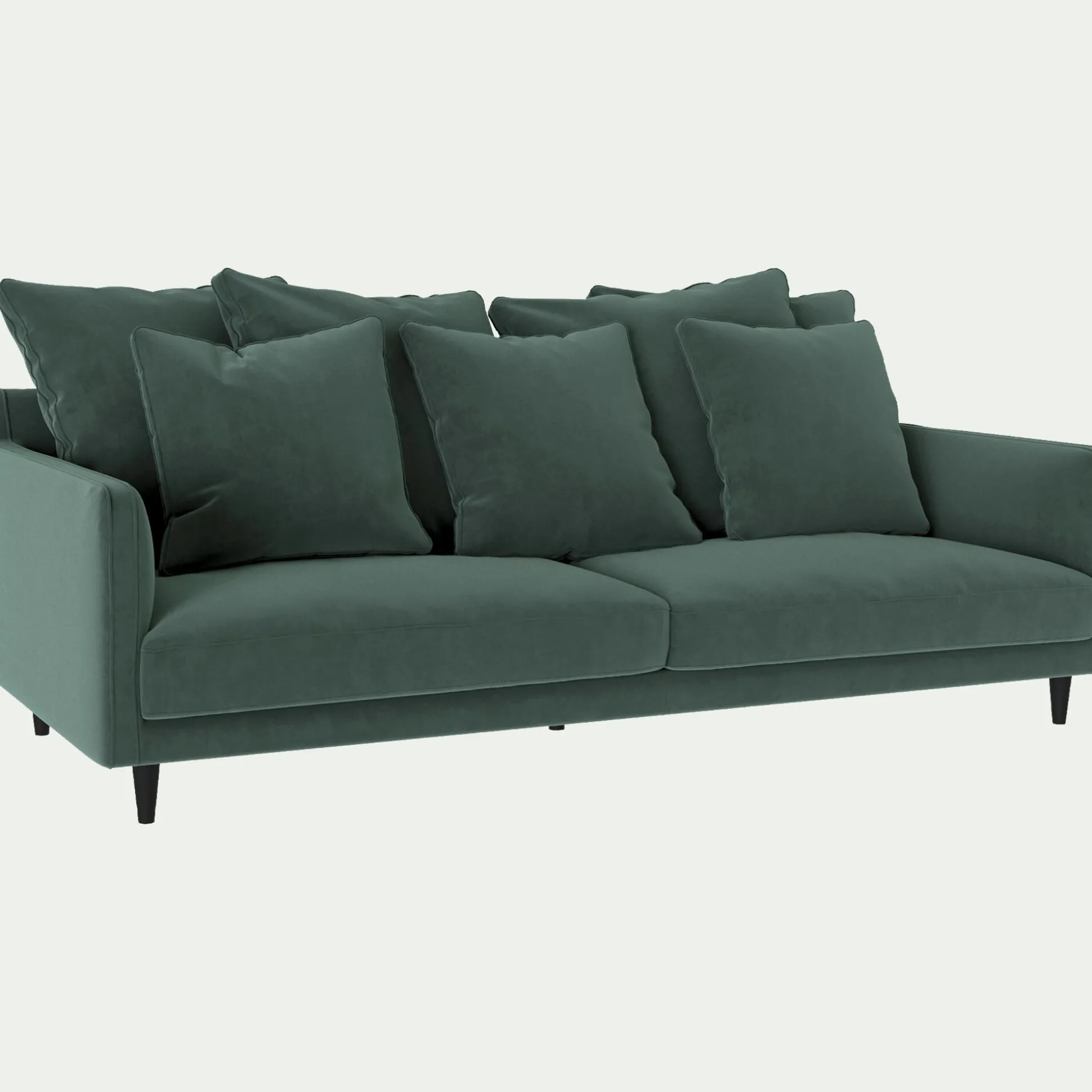 Canapé 4 places fixe en tissu velvet - vert sauge