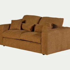 Canapé 3 places fixe en tissu chenille Benjo - jaune argan