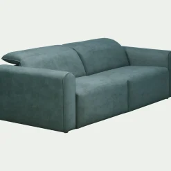 Canapé 3 places fixe en tissu - bleu niolon