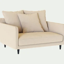 Canapé 1.5 places fixe en tissu - beige roucas
