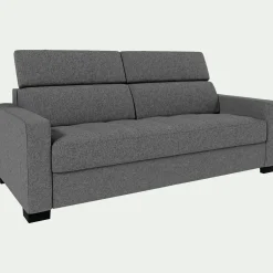 Canapé 3 places fixe en tissu pop avec accoudoirs 15cm - gris