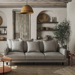 Canapé 5 places fixe en tissu joint - gris borie