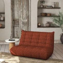 Canapé 3 places fixe en tissu chenille - brun rustrel