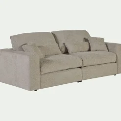 Canapé 5 places fixe en tissu chenille Benjo - beige roucas