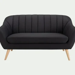 Canapé 2 places fixe en tissu - gris anthracite