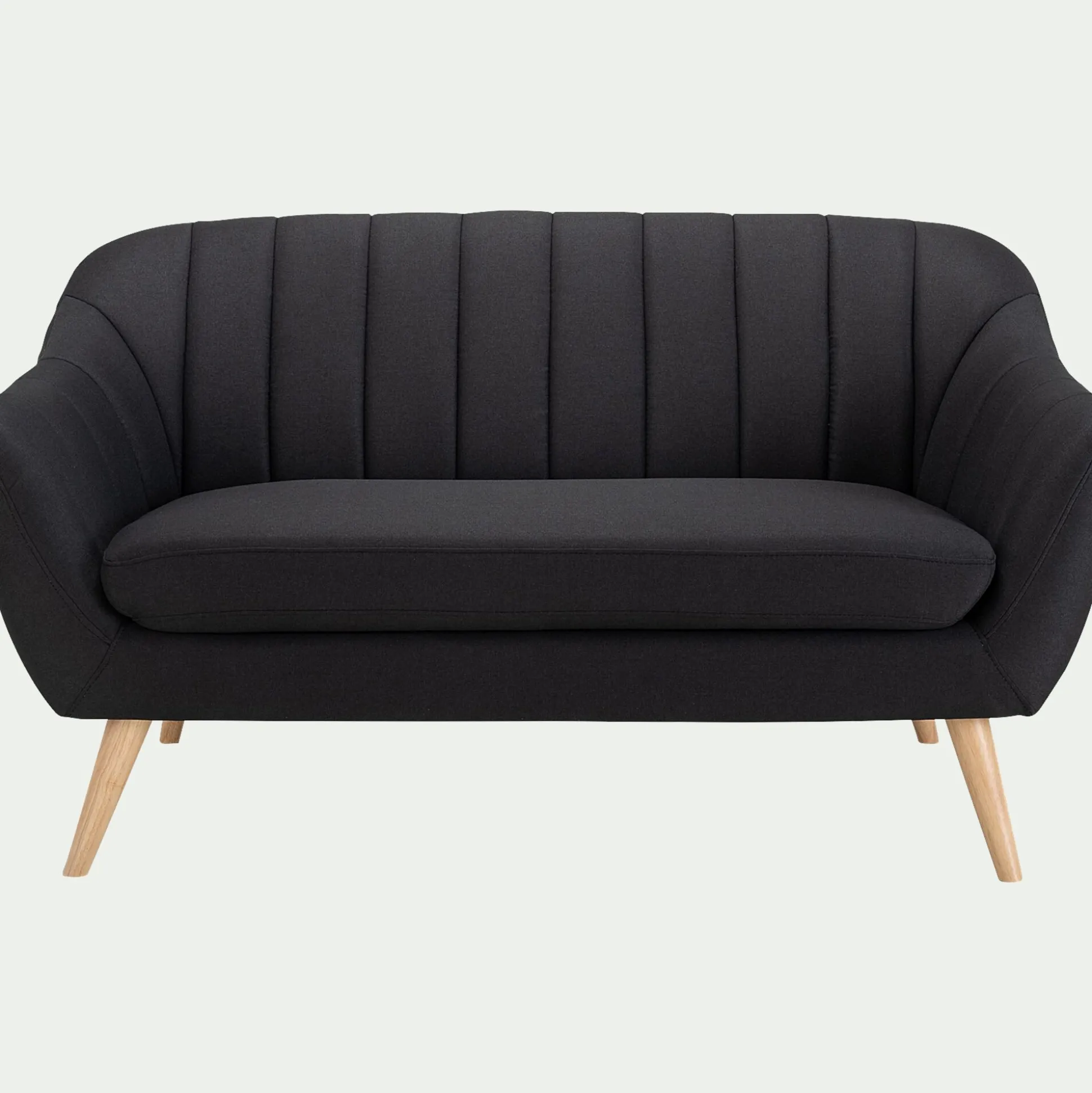 Canapé 2 places fixe en tissu - gris anthracite