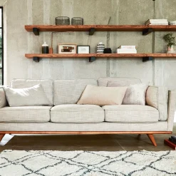 Canapé 3 places fixe en tissu - beige