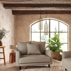 Canapé 1.5 places fixe en tissu mixte - beige alpilles