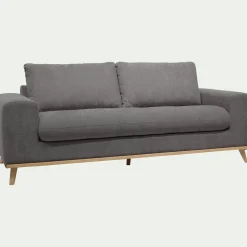 Canapé 3 places fixe en tissu Storm - gris moyen
