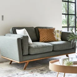 Canapé 2 places fixe en tissu kaki cèdre