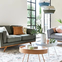 Canapé 2 places fixe en tissu kaki cèdre