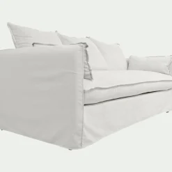 Canapé 4 places fixe en tissu wind - blanc écru