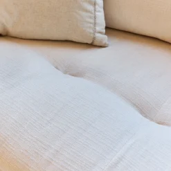 Canapé 4 places fixe en tissu doux tramé - beige