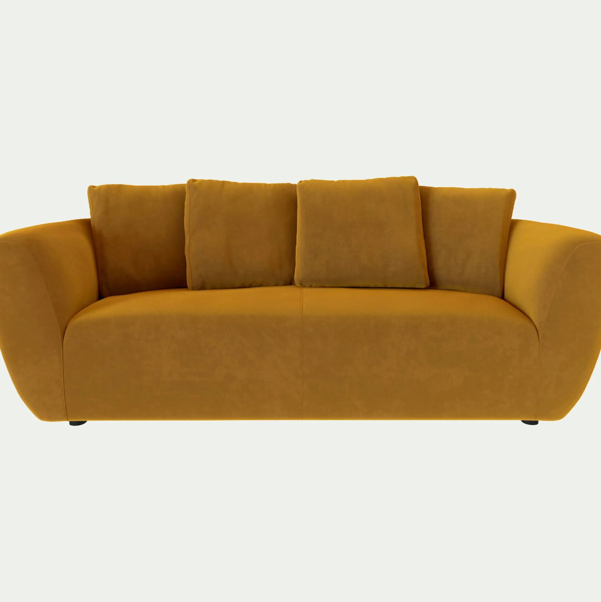 Canapé 3 places fixe en velours Velvet - jaune argan