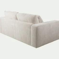 Canapé 3 places fixe en velours côtelé - beige roucas