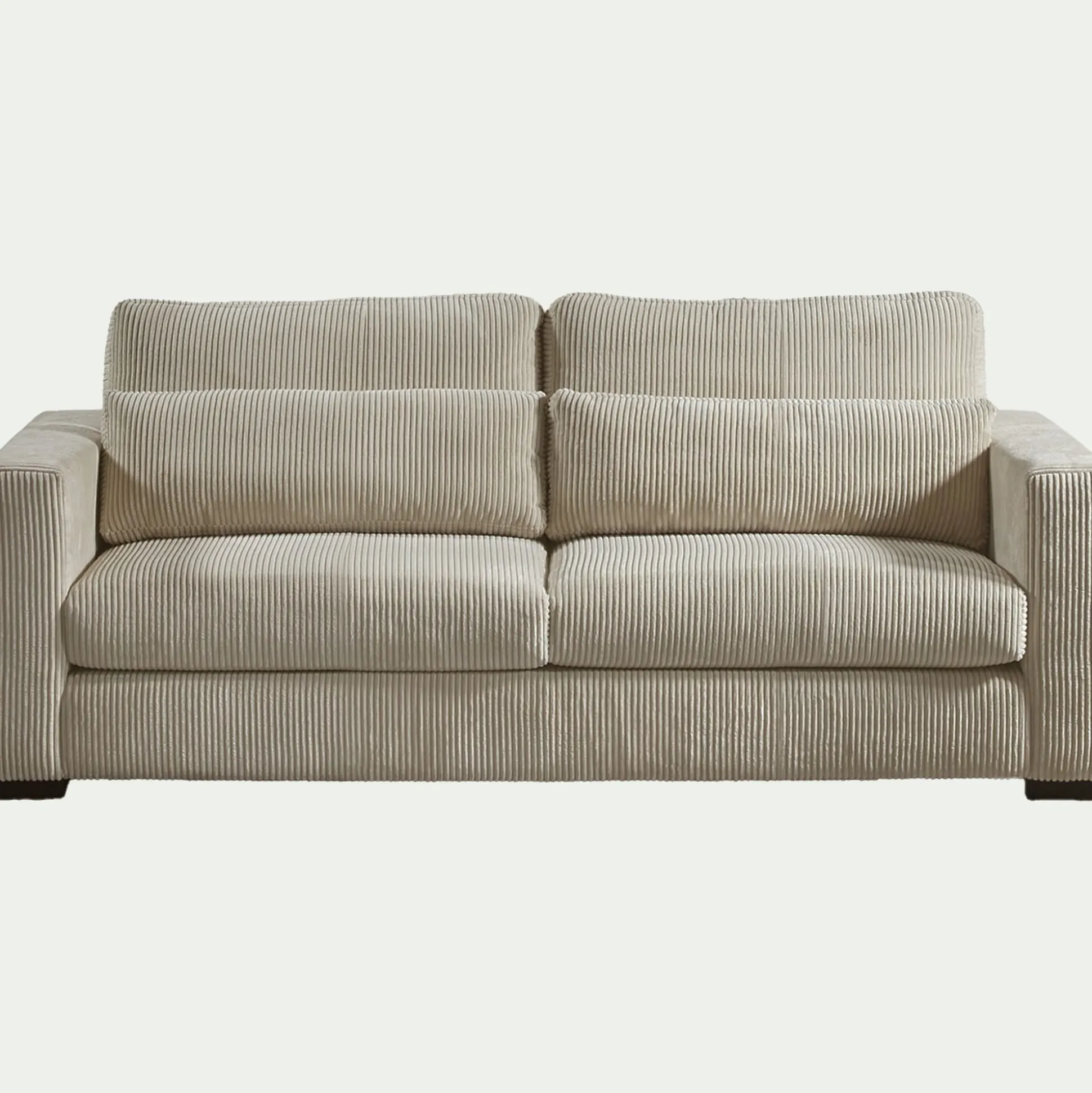 Canapé 3 places fixe en velours côtelé Azores - gris taupe