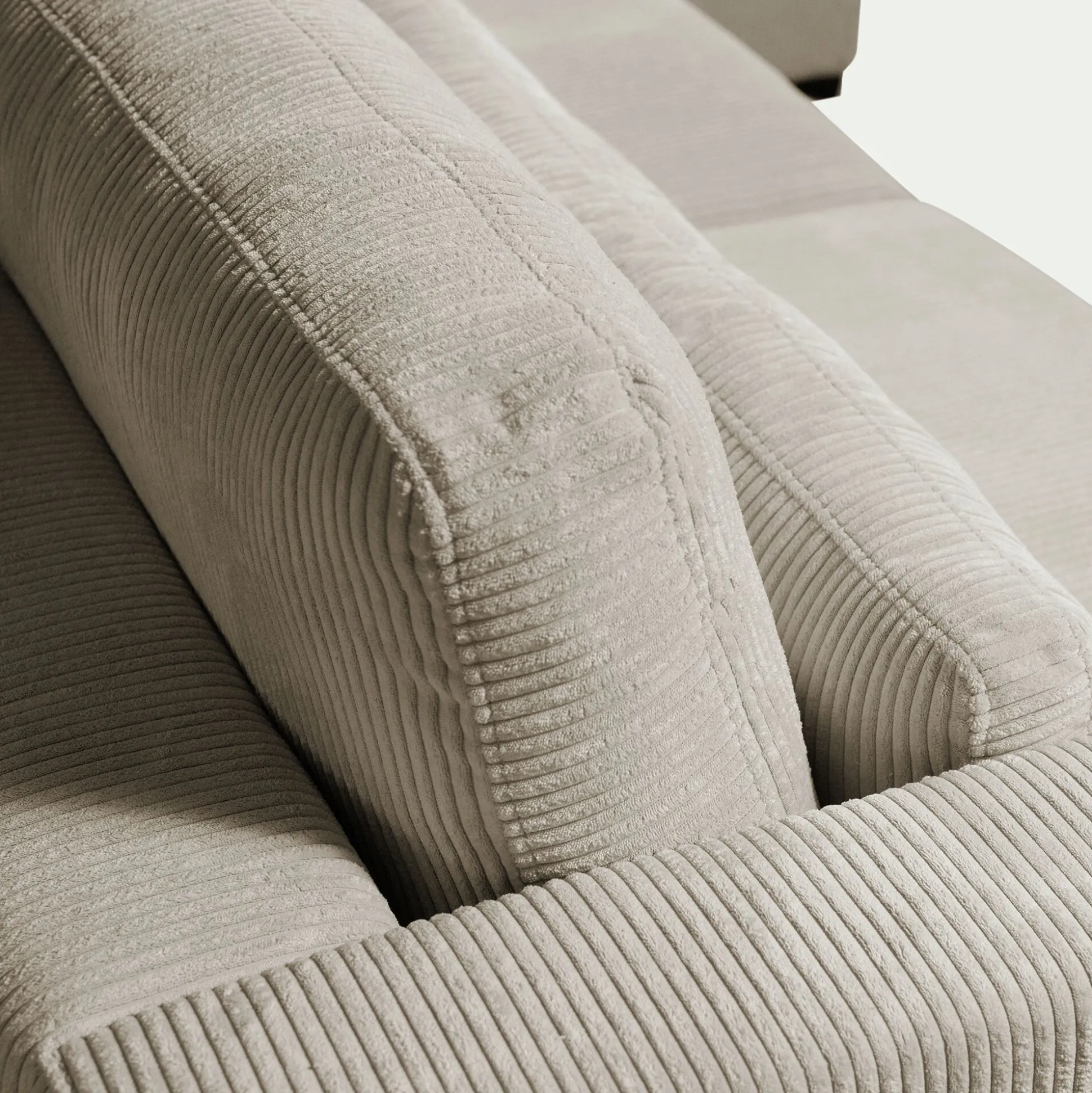 Canapé 3 places fixe en velours côtelé Azores - gris taupe