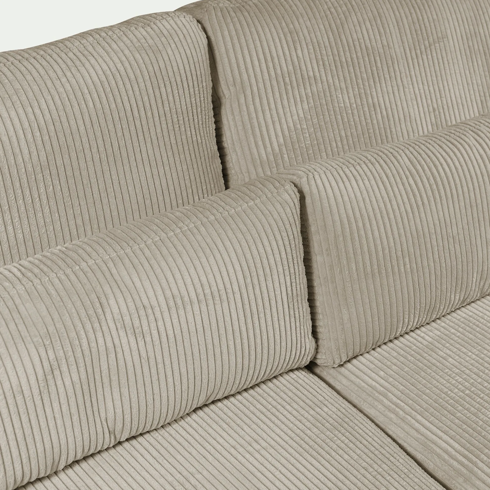 Canapé 3 places fixe en velours côtelé Azores - gris taupe