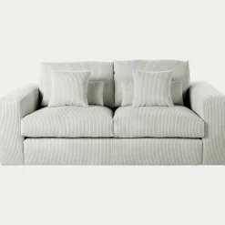 Canapé 3 places fixe en velours côtelé - gris borie