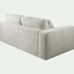 Canapé 3 places fixe en velours côtelé - gris borie