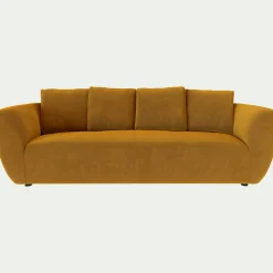 Canapé 4 places fixe en velours Velvet - jaune argan