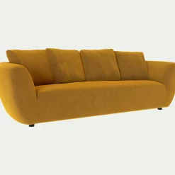 Canapé 4 places fixe en velours Velvet - jaune argan