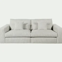 Canapé 5 places fixe en velours côtelé - gris borie