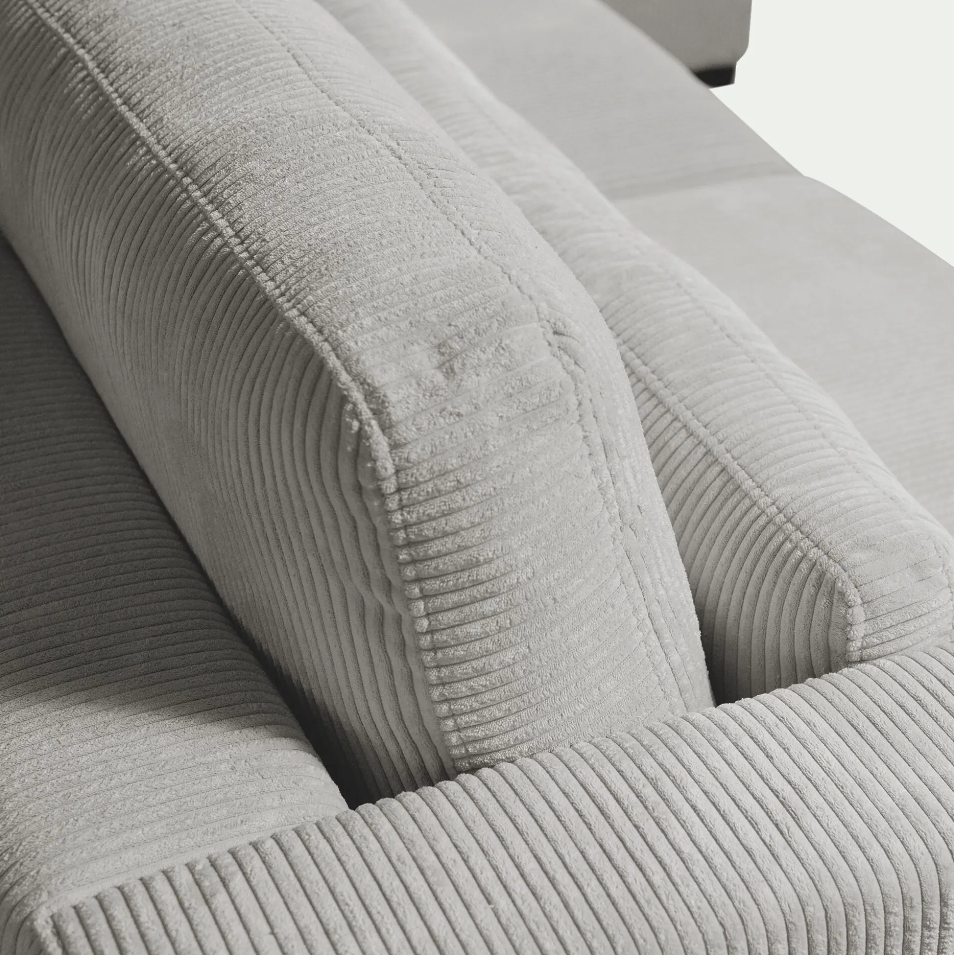 Canapé 5 places fixe en velours côtelé Azores - gris borie
