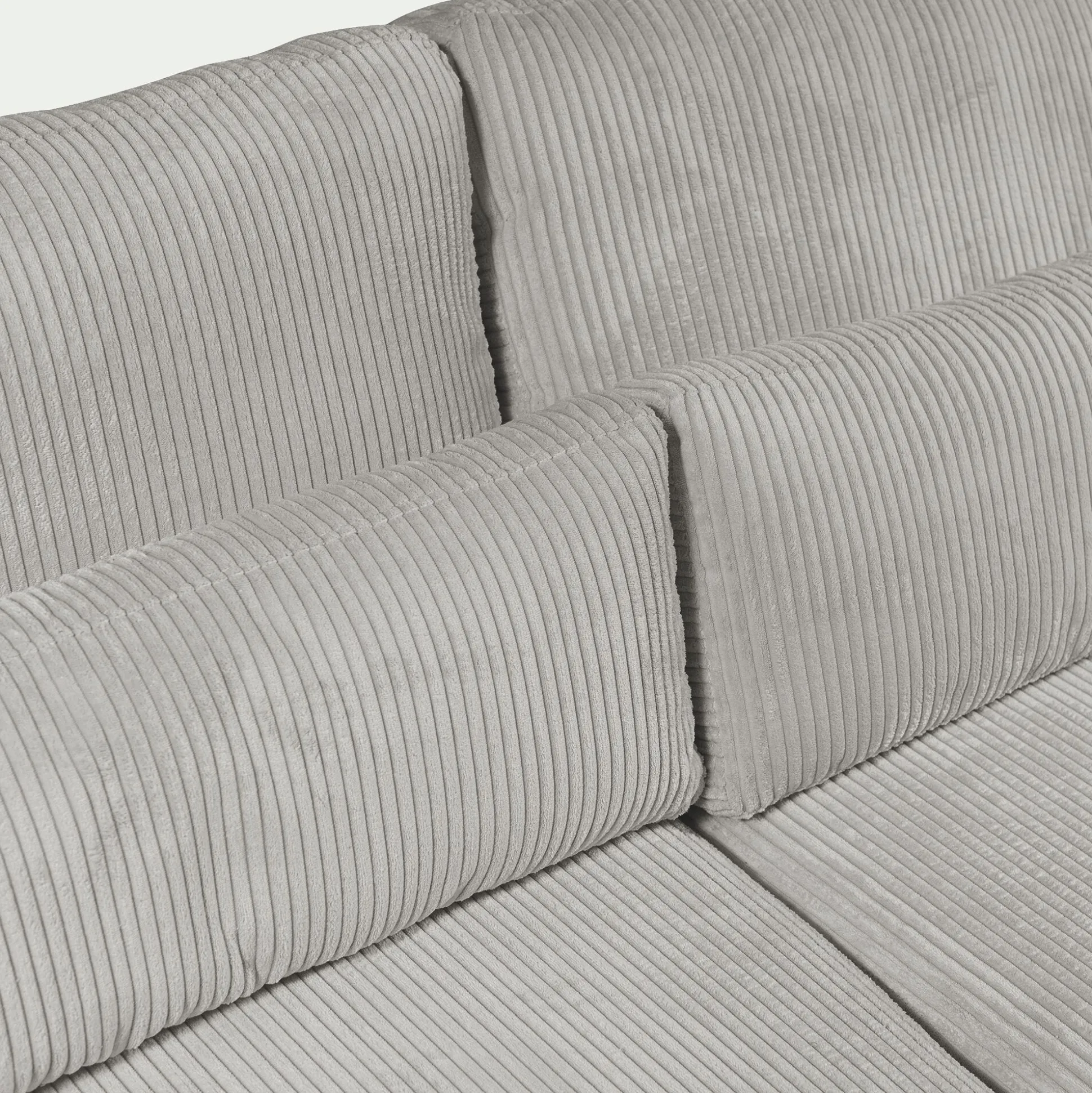 Canapé 5 places fixe en velours côtelé Azores - gris borie
