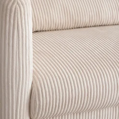 Canapé 3 places fixe en velours côtelé pearl - beige roucas