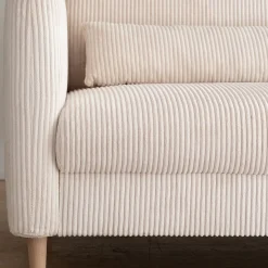 Canapé 3 places fixe en velours côtelé pearl - beige roucas